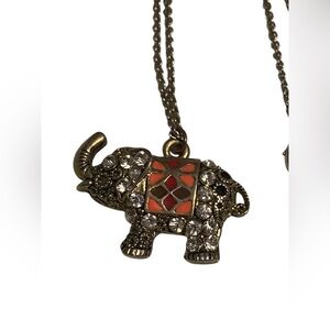 Costume Enamel Rhinestone Elephant Necklace #6547